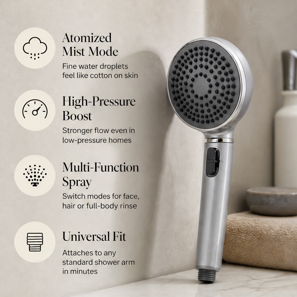 Mistora – High-Pressure Multi-Function Shower Head Set + 50% OFF features
