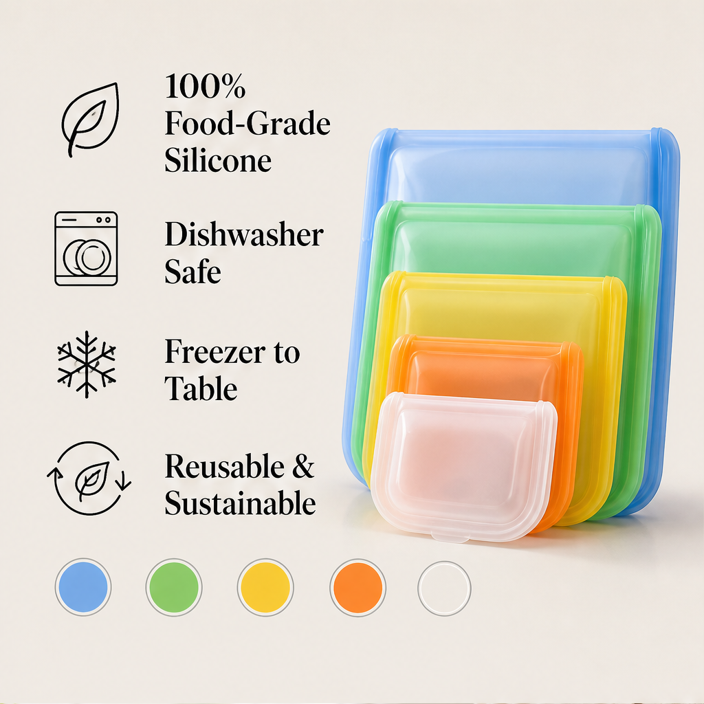Seelok – Leak-Proof Reusable Silicone Food Storage Bags Set + 50% OFF features