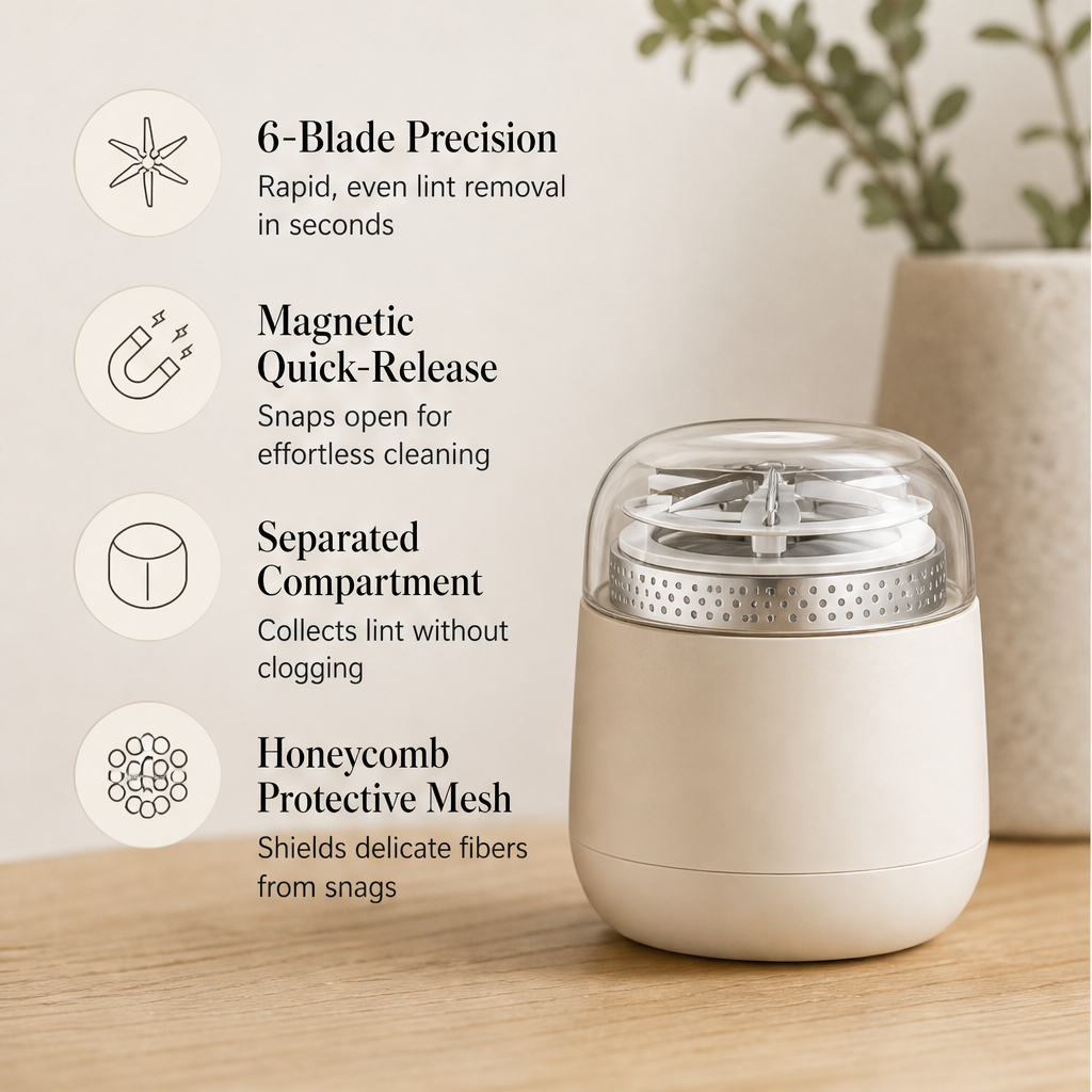 Fuzzwick – Magnetic Compartment Fabric Shaver, Easy Clean Lint Remover + 50% OFF features