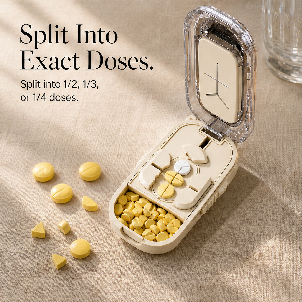 Doseward – Hidden-Blade Pill Cutter with Built-In Storage + 50% OFF features