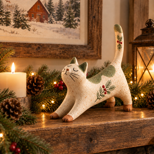 Thistlewick – Hand-Painted Stoneware Stretching Cat Figurine + 50 % OFF lifestyle