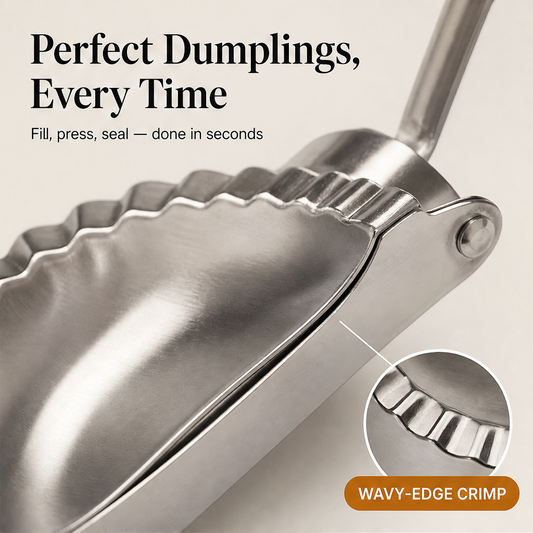Foldwell – Hinged Mould & Dough Cutter Stainless Steel Dumpling Maker + 50% OFF features