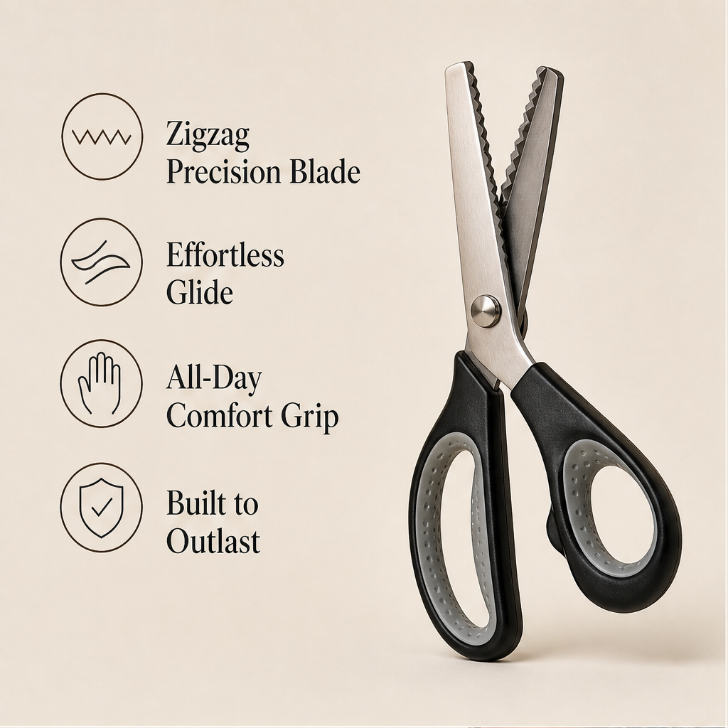 Sernova – Serrated Zigzag Blades, No-Fray Edge Sewing Scissors + 50% OFF features
