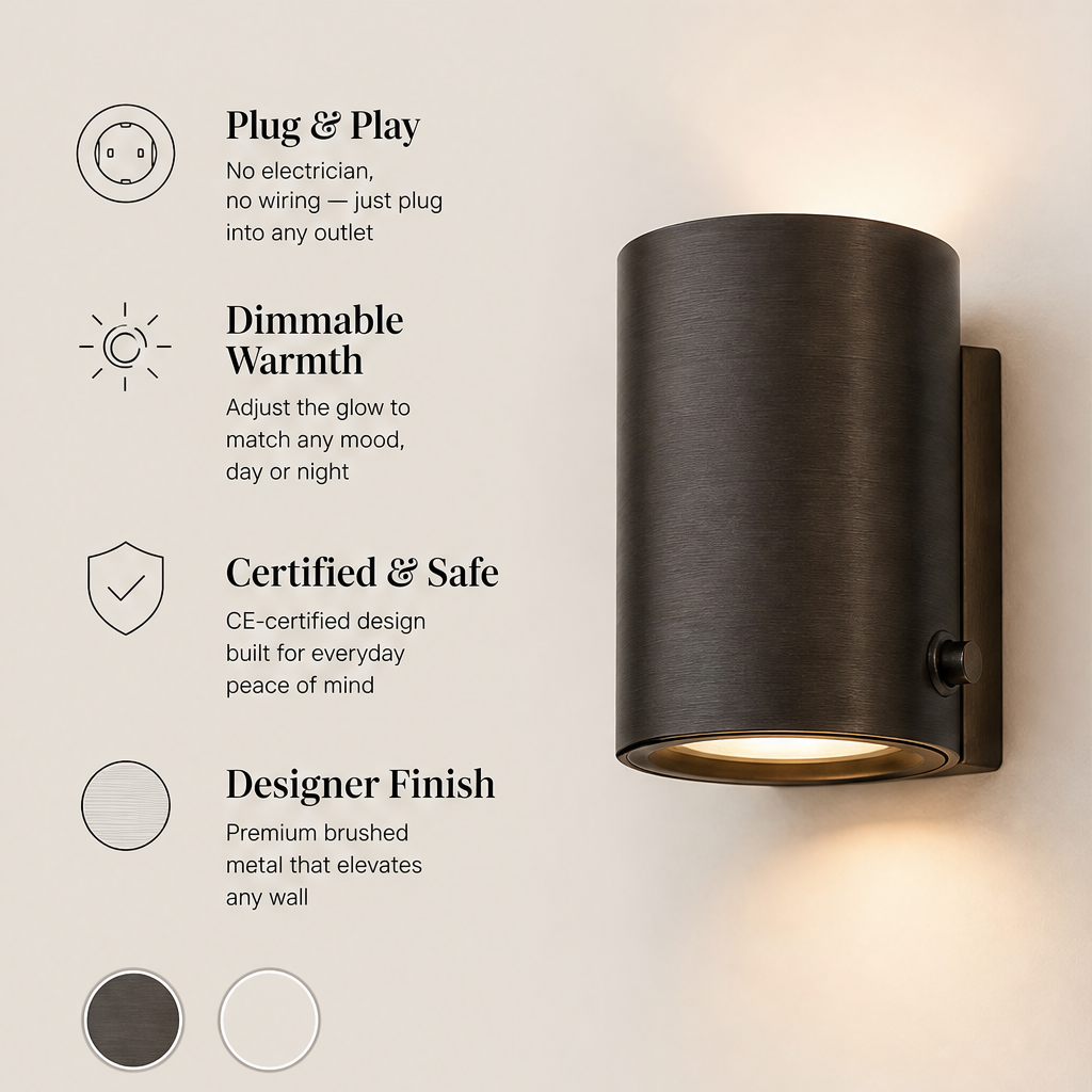 Emberholm – Auto Dusk-Sensor Plug-In LED Wall Lamp + 50% OFF features