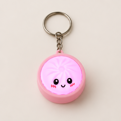 Bunglow – Touch-Sensing Light-Up Dumpling Fidget Keychain Pink
