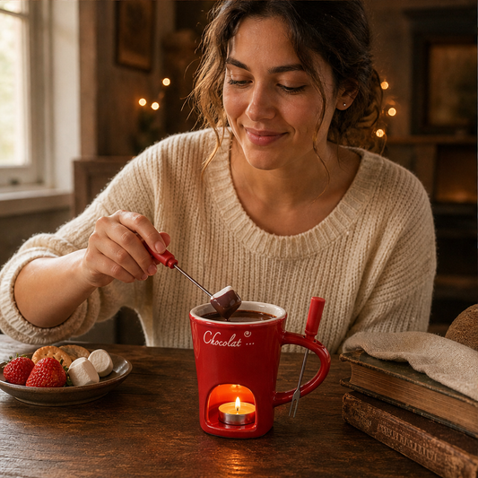 Cocoara – Candle-Warmed Ceramic Fondue Mug with Built-In Fork + 50% OFF lifestyle