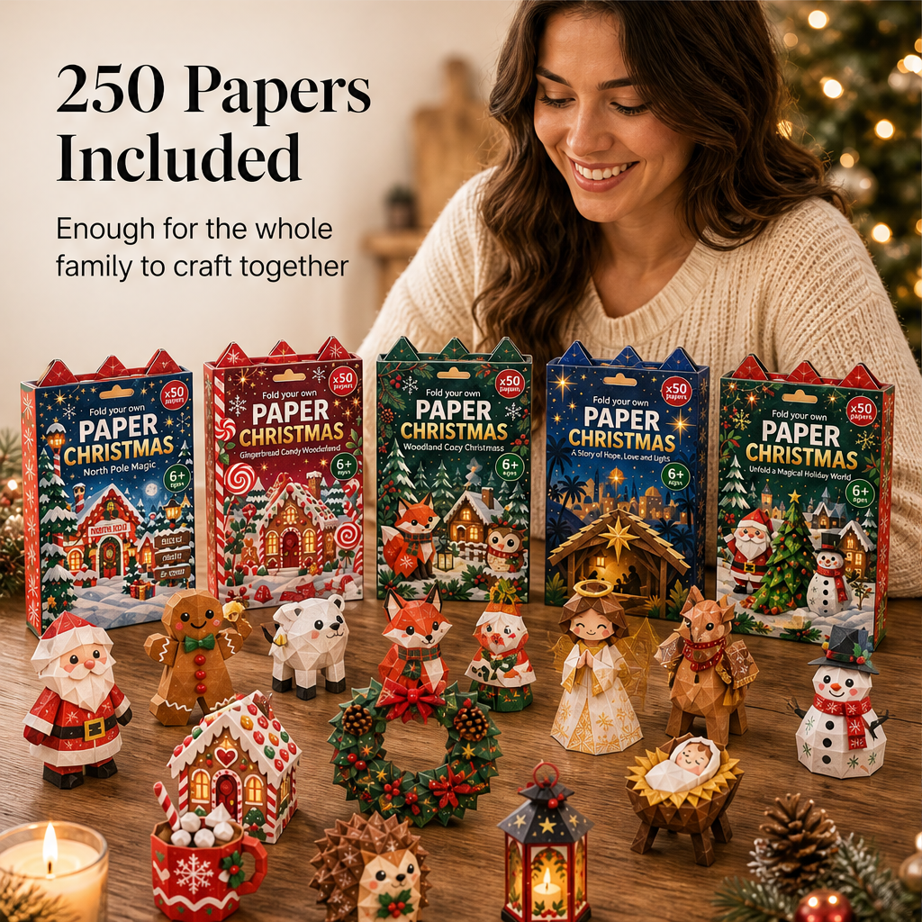 Foldhaven – 250-Sheet, 5-Theme DIY Paper Christmas Craft Kit + 50% OFF features