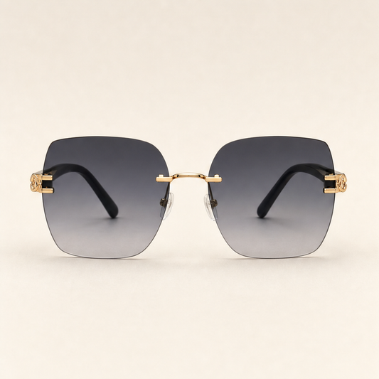 Verralux – Oversized Frameless Gradient UV400 Sunglasses Black