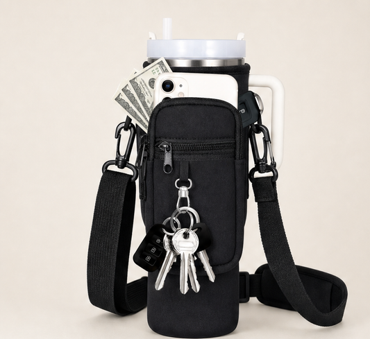 Trekvault – Hands-Free Crossbody Carrier for 40oz Tumbler + 50% OFF Black