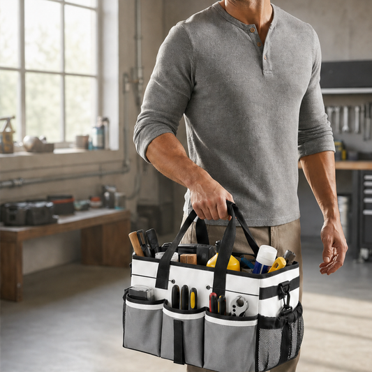 Stowmarch – Reinforced Multi-Pocket Utility Tote for Tools & Garage Gear + 50% OFF Grey