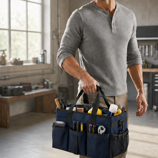Stowmarch – Reinforced Multi-Pocket Utility Tote for Tools & Garage Gear + 50% OFF Navy