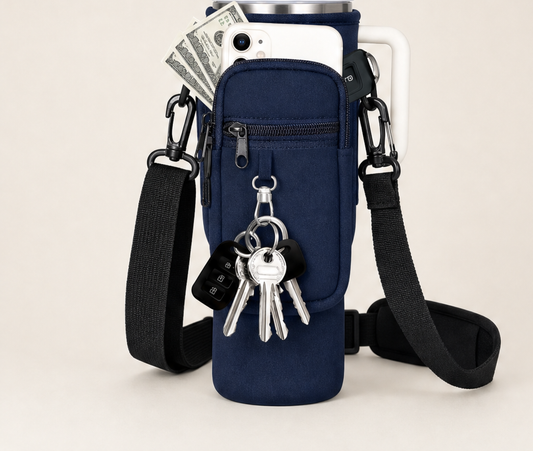 Trekvault – Hands-Free Crossbody Carrier for 40oz Tumbler + 50% OFF Navy