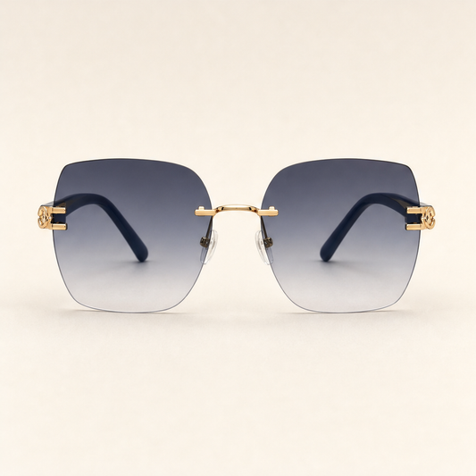 Verralux – Oversized Frameless Gradient UV400 Sunglasses Navy