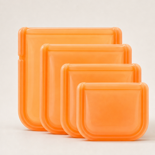 Seelok – Leak-Proof Reusable Silicone Food Storage Bags Set + 50% OFF Orange