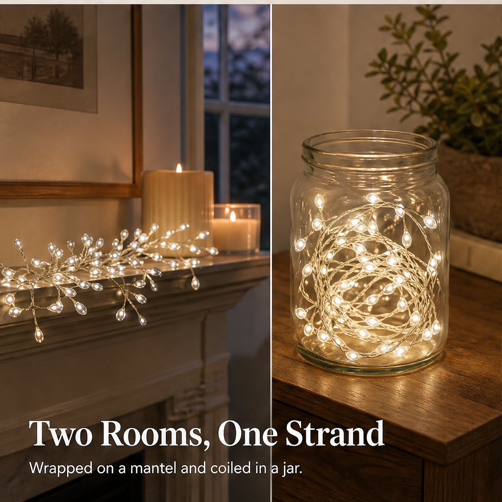 Starburst Alcove – Firecracker Cluster Copper Wire LED String Lights + 50% OFF detail