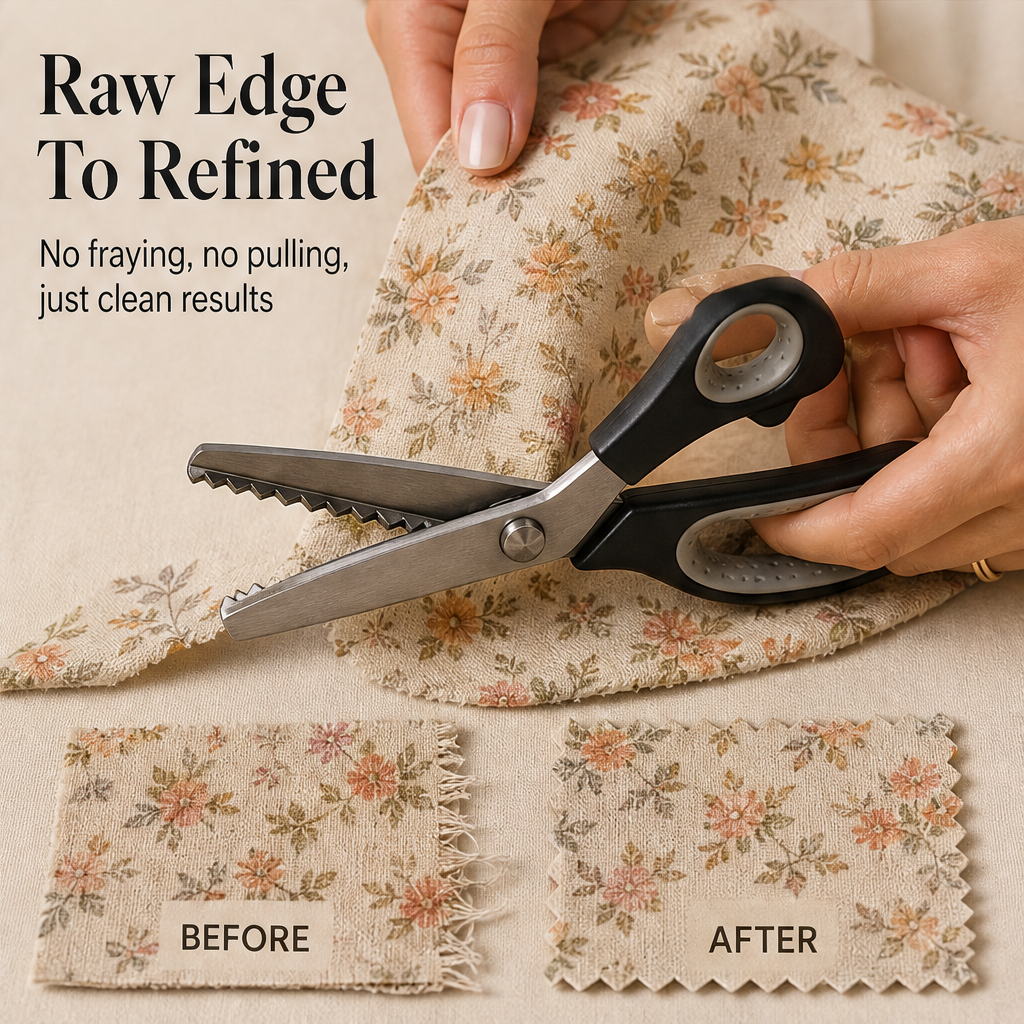 Sernova – Serrated Zigzag Blades, No-Fray Edge Sewing Scissors + 50% OFF features
