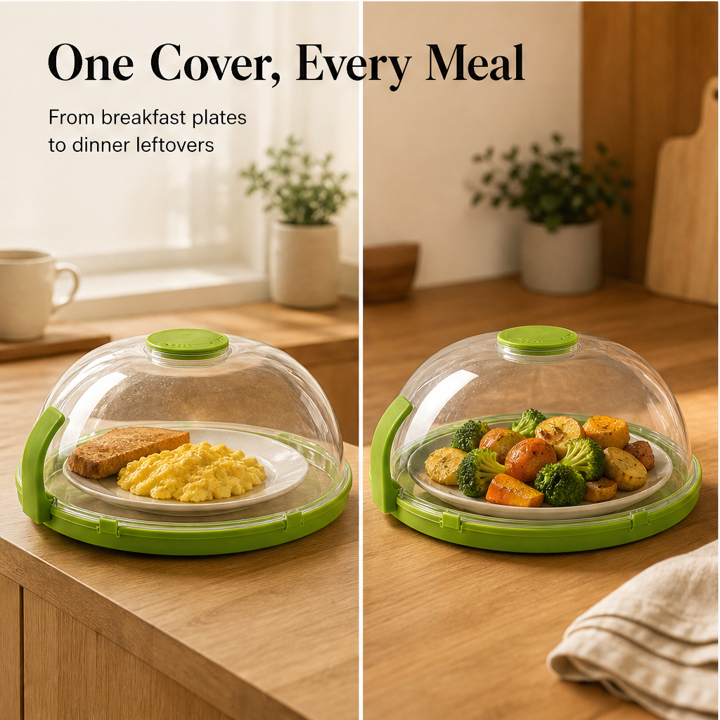 Domewick – Splash-Free Microwave Cover with Water Reservoir + 50% OFF detail