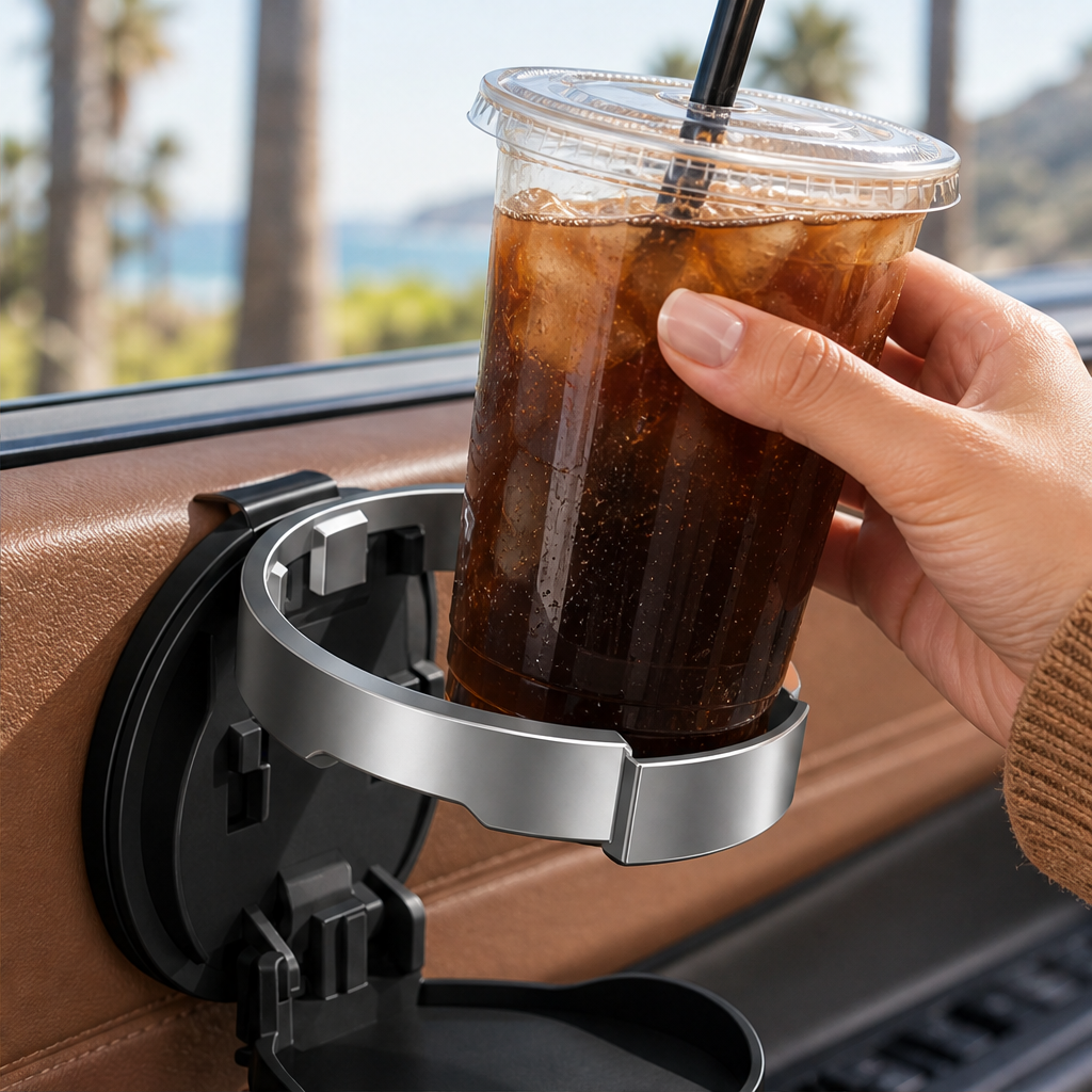 Cabinwick – Foldable Clip-On Faux-Leather Car Door Cup Holder + 50% OFF lifestyle