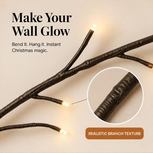 Glowvine – Flexible Branch LED Wall Light for Christmas Decor + 50% OFF features