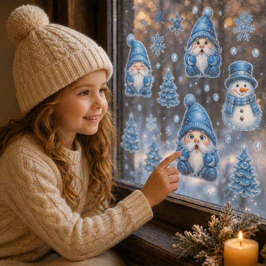 Frostwick – Glitter Static Cling Snowman & Gnome Window Stickers + 50% OFF lifestyle