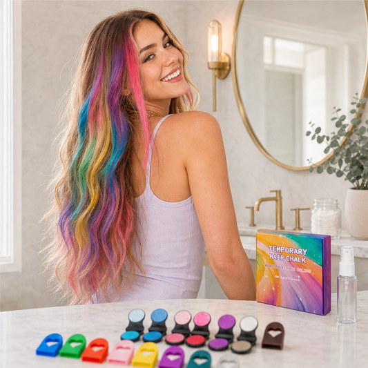 Huelock – 12-Colour Clamp-On Temporary Hair Chalk Applicator Set + 50% OFF lifestyle