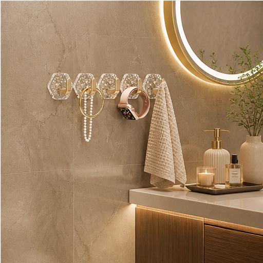 Ripplume – Faceted Acrylic Self-Adhesive Wall Hooks lifestyle