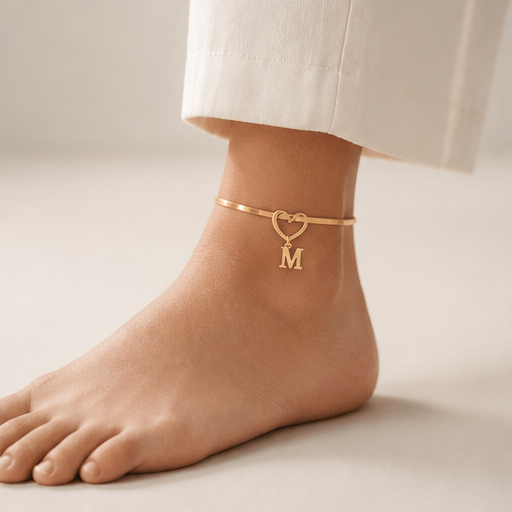 Heartlace – Personalized Initial Heart-Link Snake Chain Anklet lifestyle