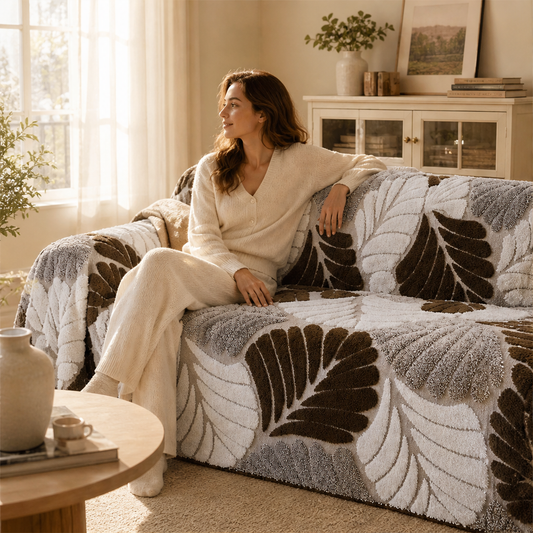 Leafton – Thick Sherpa Jacquard Non-Slip Sofa Cover + 50% OFF lifestyle