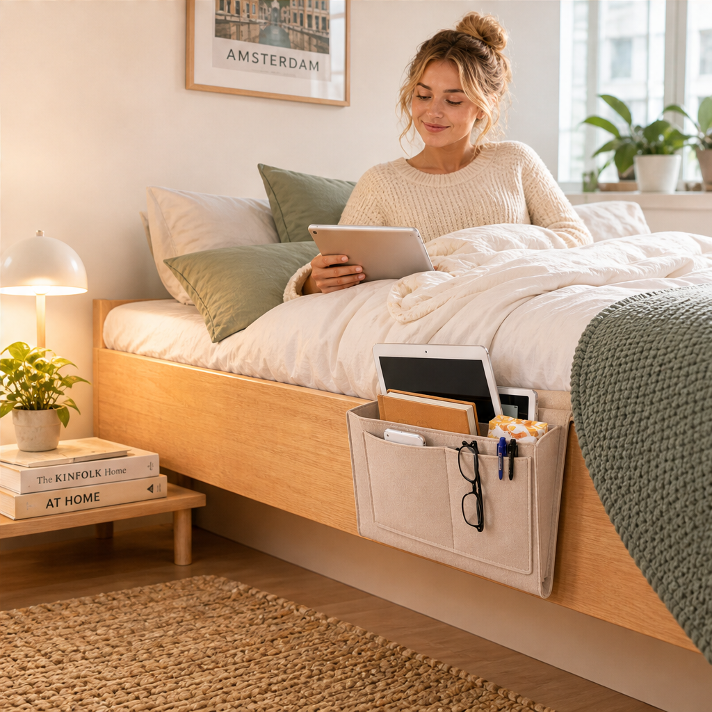 Nestora – Bedside Felt Storage Pouch for Books, Tablets and Essentials + 50% OFF lifestyle