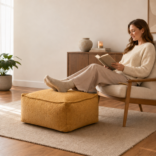 Stowford – 100kg Capacity Washable Canvas Storage Pouf Cover + 50% OFF lifestyle