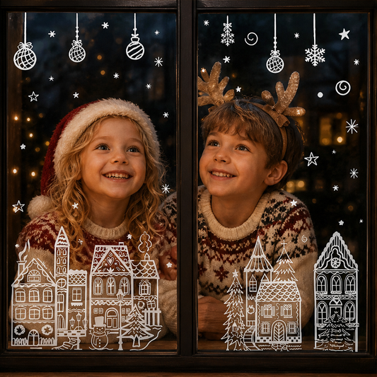 Winterpane – Reusable Static Cling Christmas Village Window Decals + 50% OFF lifestyle