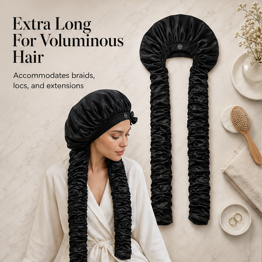 Duvelle – Heatless Curl Satin Bonnet with Extra-Long Wrap Sleeves + 1+1 FREE features