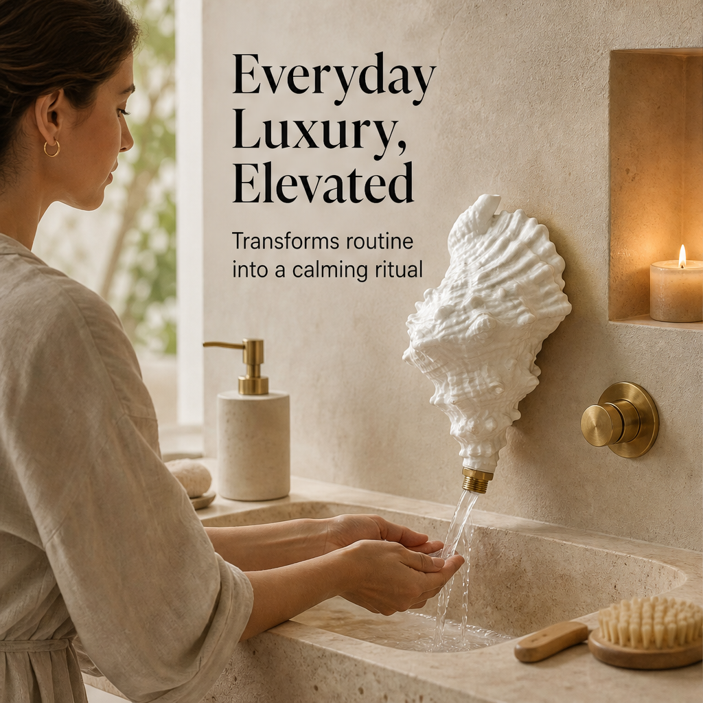 Shellwick – Sculptural Seashell Wall-Mounted Water Outlet + 50% OFF features