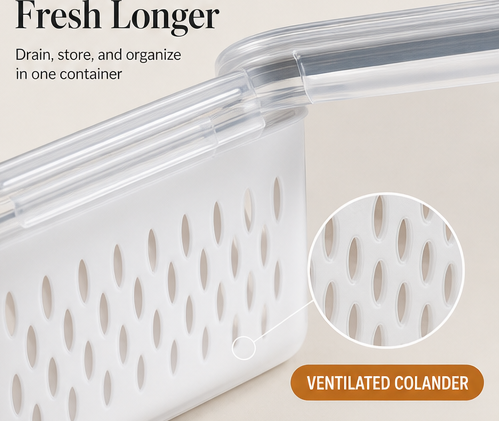Fressco – Ventilated Colander 3-Piece Fruit Storage Containers + 50% OFF features