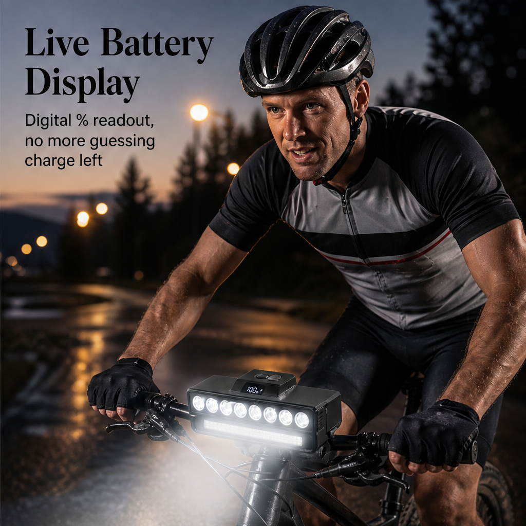Beamcroft – Dual Beam 30 LED Bike Light with Battery Display + 50% OFF features