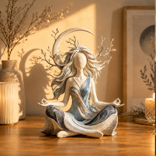 Hushgrove – Hand-Painted Moon & Branch Meditation Figurine + 50% OFF lifestyle