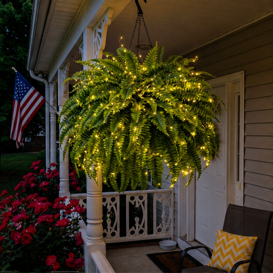 Fernglow – Pre-Lit Artificial Boston Fern with Warm LED Lights + 50% OFF lifestyle