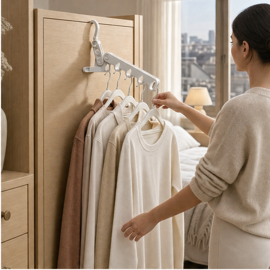FoldRack – 5-in-1 Folding Closet & Travel Hanger Set lifestyle