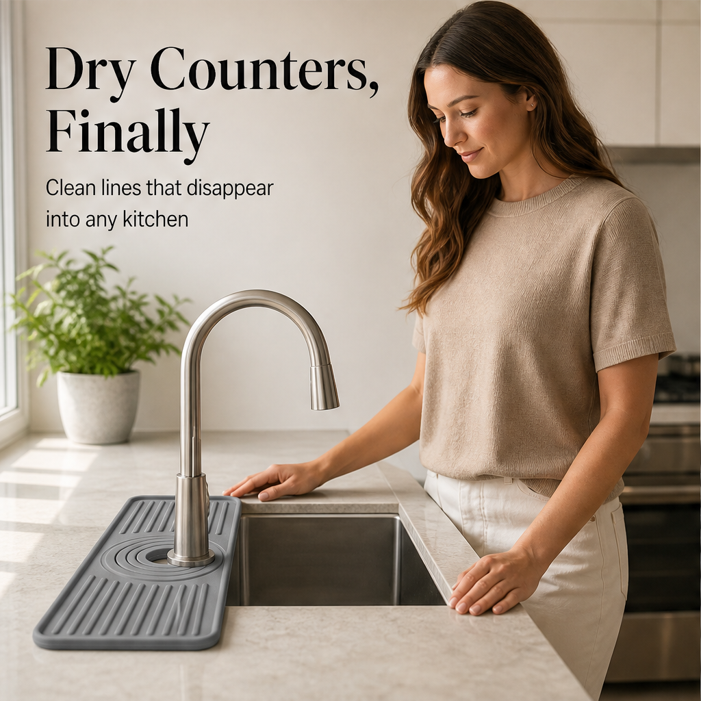 Driptrace – Trim-to-Fit Silicone Faucet Splash Guard + 50% OFF features