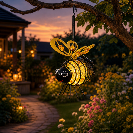 Buzzlume – Warm Amber Glow Flicker-Free Hanging Solar Bee Light + 50% OFF lifestyle