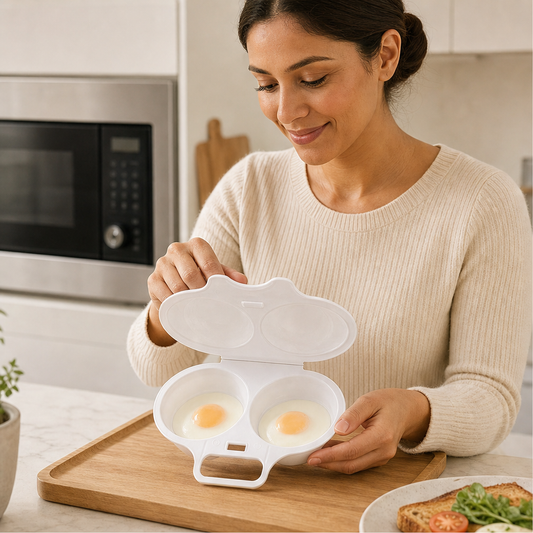 Yolkora – Oil-Free Dual Cavity Microwave Egg Poacher + 50% OFF lifestyle