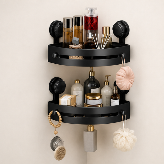 Corravo – No-Drill 3-Tier Corner Shower Storage Rack + 50% OFF Black