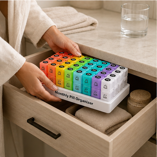 CarePod – Snap-Shut AM/PM Monthly Pill Organizer with Stickers lifestyle