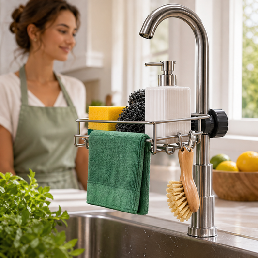 Draincroft – Clamp-On Faucet Mount Stainless Sink Organiser + 50% OFF lifestyle