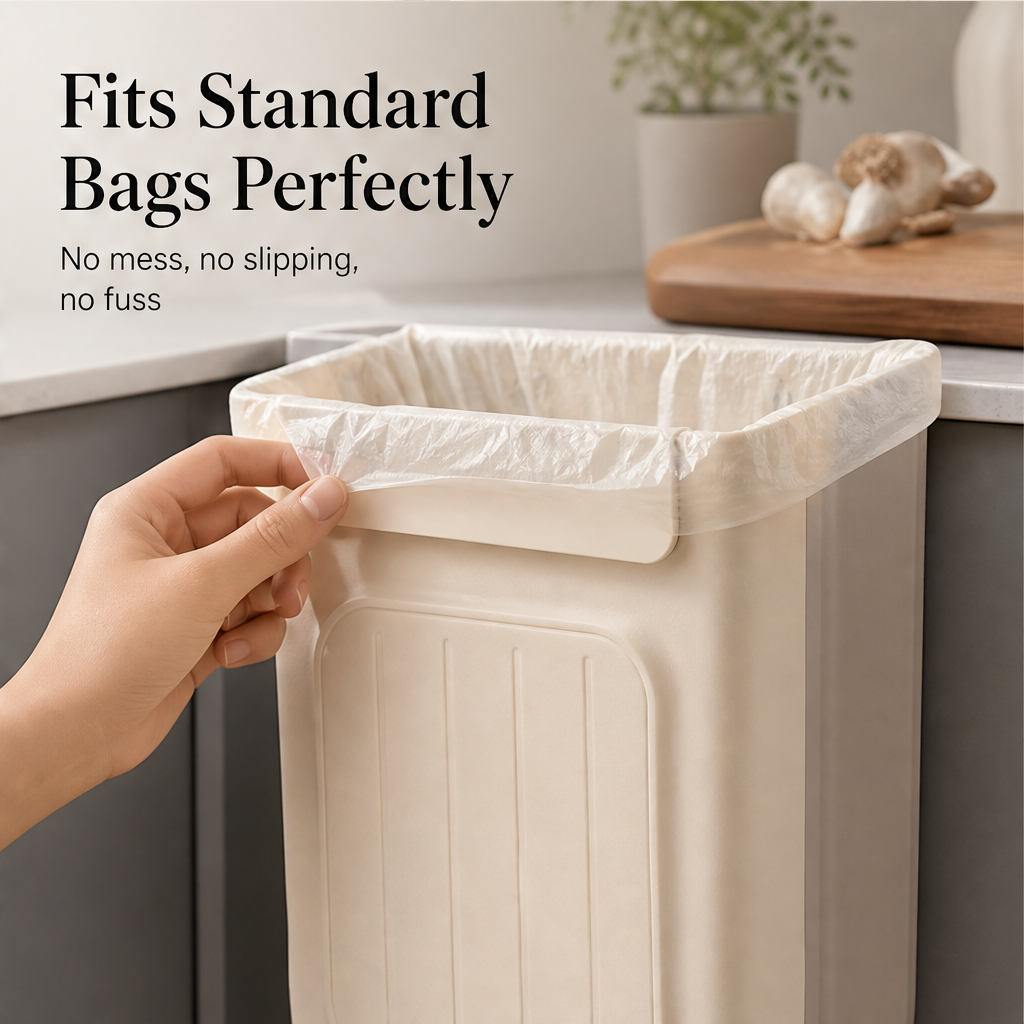 Tidyfold – Hanging Collapsible Kitchen Trash Can + 50% OFF features