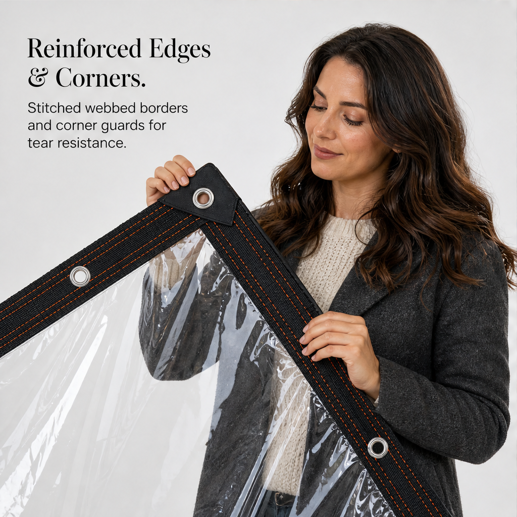 Hearthguard – Clear Waterproof Windproof Outdoor Patio Tarp + 50% OFF features