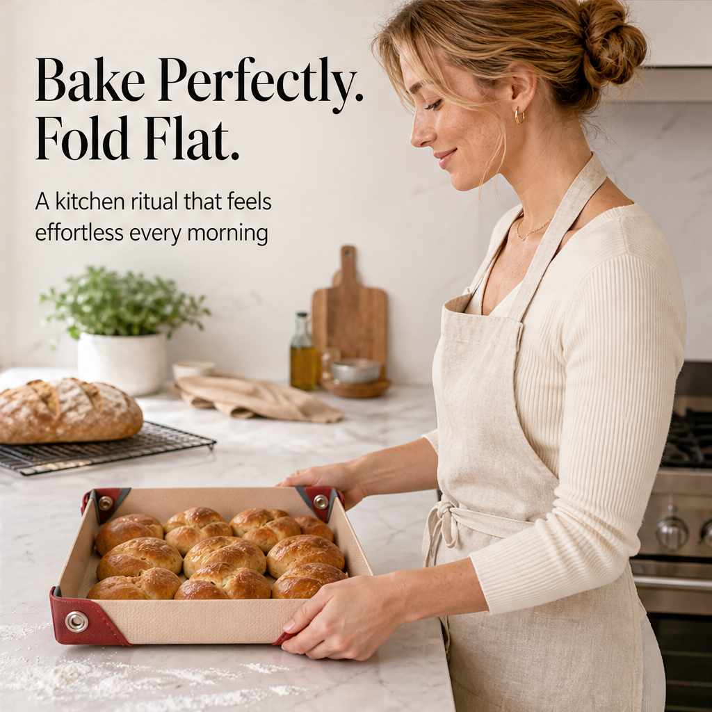 Panfold – Foldable Non-Stick Silicone Baking Mat & Tray + 50% OFF features
