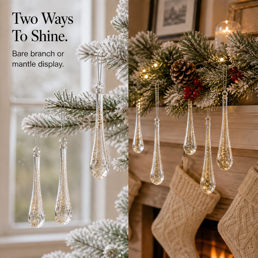 Icevelle – Shatterproof Crystal Snowflake & Icicle Christmas Ornaments + 50% OFF detail