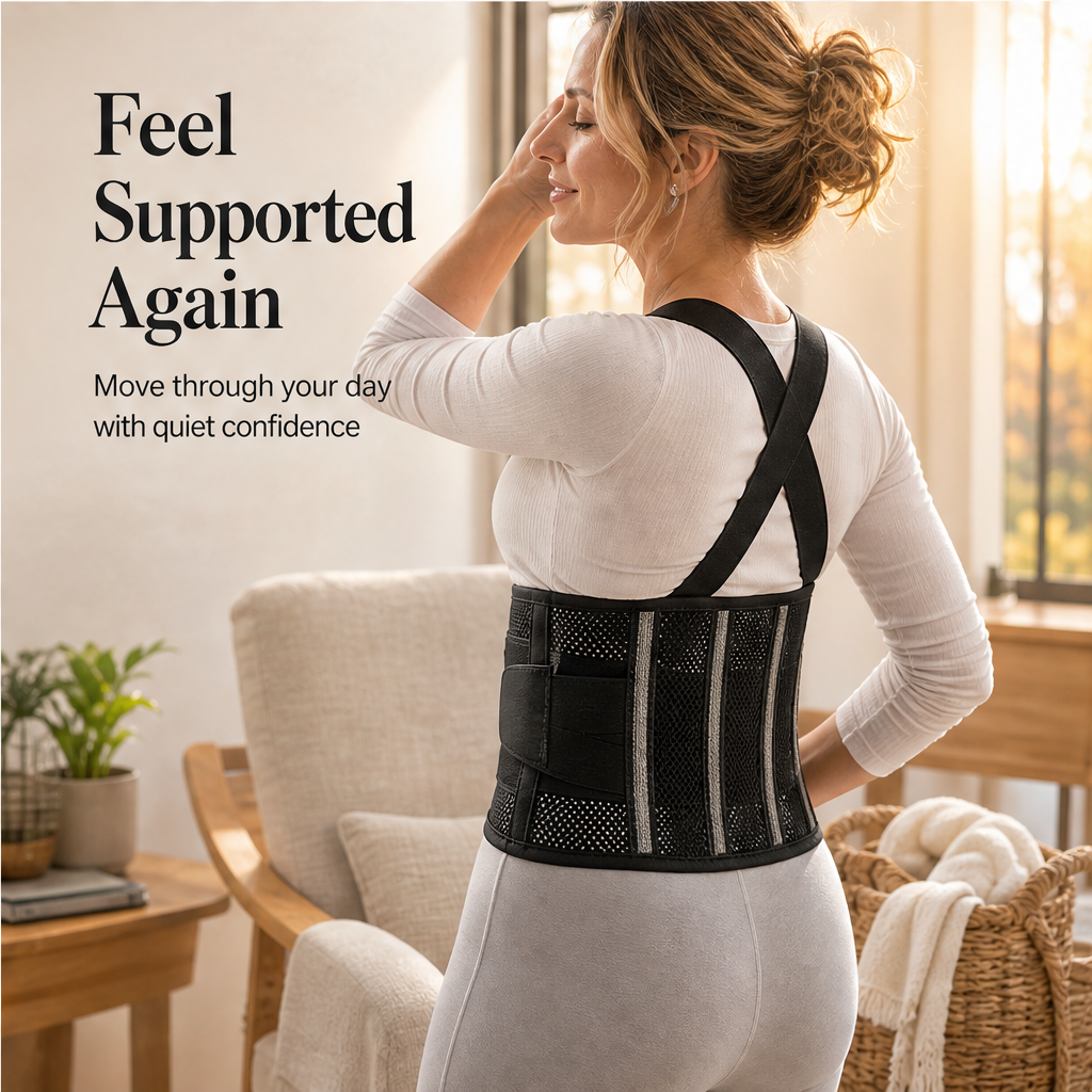 Corebrace – 4-Rod Breathable Adjustable Waist Support Brace + 50% OFF features