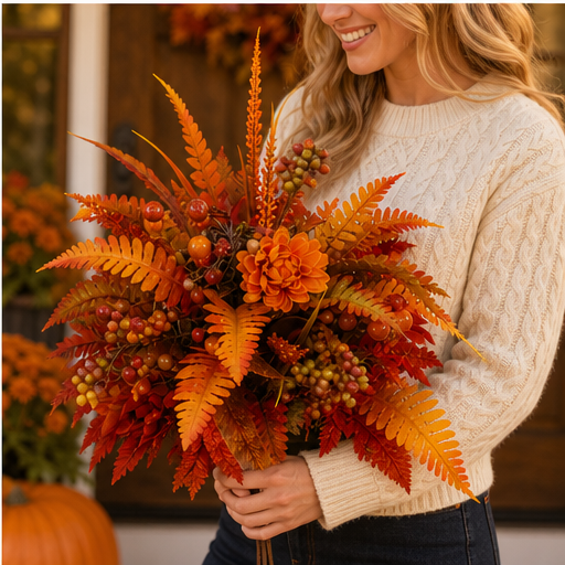 Harvestbury – Full Layered Fall Blooms Floral Garden Stake Arrangement lifestyle